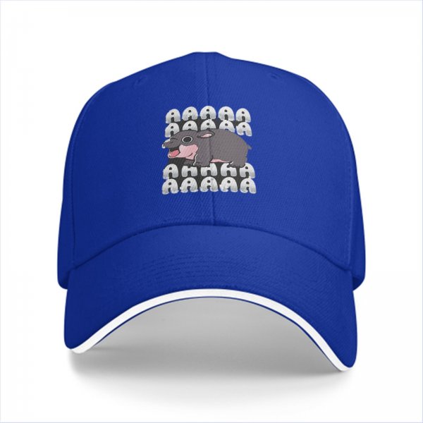 Black baseball cap with cute hippo screaming AHHH graphic