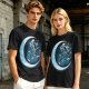 Olive T-Shirt With Crescent Moon And Dancing Spirit Graphic