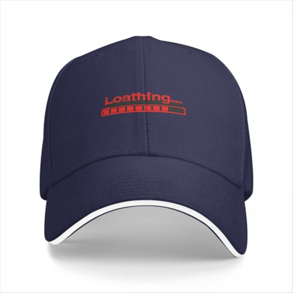 Black baseball cap with red 'Loathing...' loading bar graphic