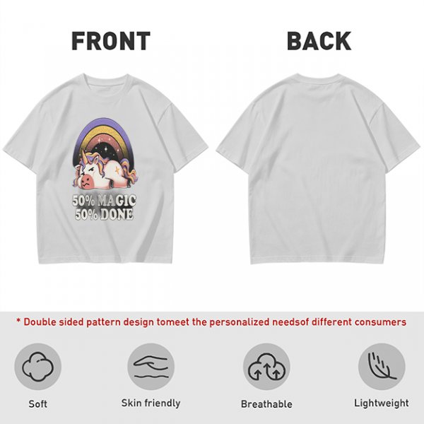 Olive T-Shirt With Grumpy Unicorn 50% Magic 50% Done Print