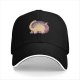 Black Baseball Cap With Cute Taco Dinosaur Graphic Print