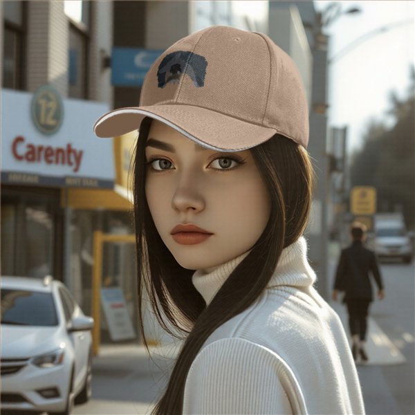 Black Baseball Cap With Monster Face Graphic Design