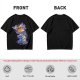 Olive green t-shirt with cartoon characters in cosplay graphic