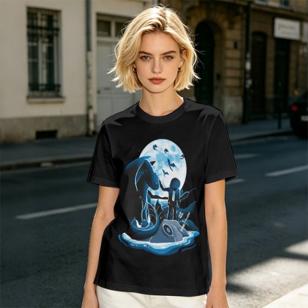 Olive T-Shirt With Dragon Rider Moonlit Fantasy Art Print