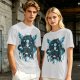 Olive T-Shirt With Celestial Dreamcatcher And Animal Artwork