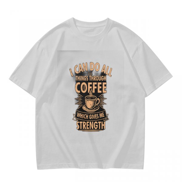 Olive t-shirt with coffee strength motivational print