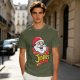 Olive T-Shirt with Santa Claus Jingles Christmas Print