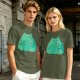 Olive Green T-Shirt With Cute Frog Holding Knife Graphic