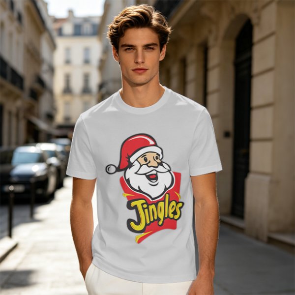 Olive T-Shirt with Santa Claus Jingles Christmas Print