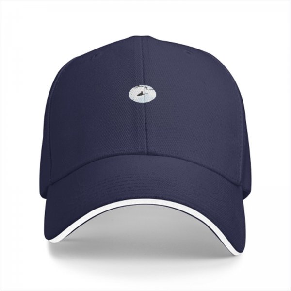 Black Baseball Cap With Small Canoe Graphic On Front