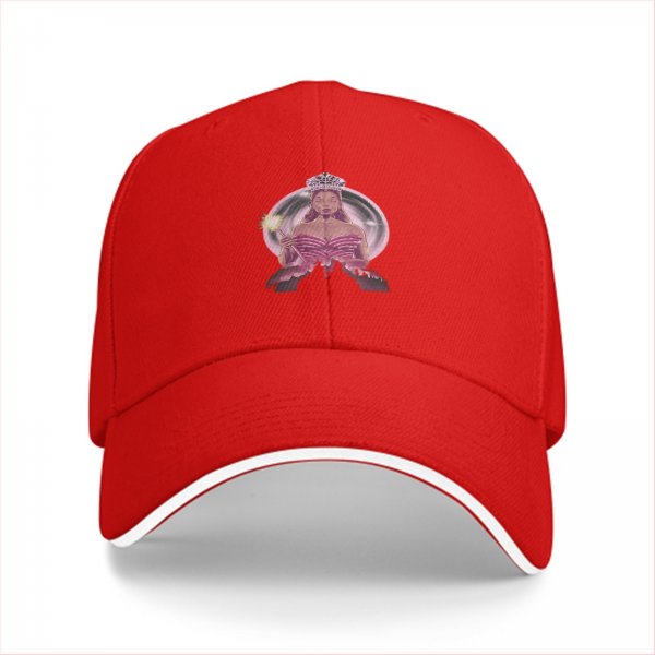 Black Baseball Cap With Pink Fairy Princess Graphic Print