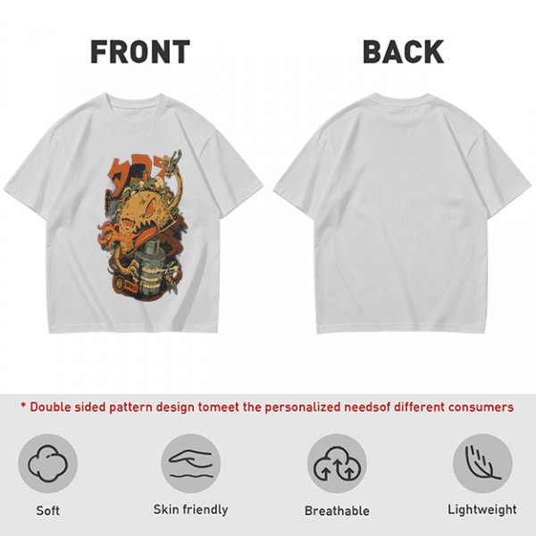 Olive T-shirt with Monster Burger and Japanese Graphic Print