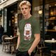 Olive t-shirt with cute cat bubble tea graphic print