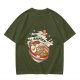 Olive Green T-Shirt With Ramen Bowl Graphic Print