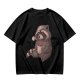 Olive T-Shirt With Raccoon In Santa Hat Holding Mug Print