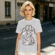 Olive graphic t-shirt with raccoon eating and 'Stop eating TRASH' print