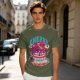 Olive T-shirt with Cherry Surf Cupcake Beach Graphic Print