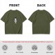 Oversized Olive T-Shirt With Wednesday Addams Portrait Print
