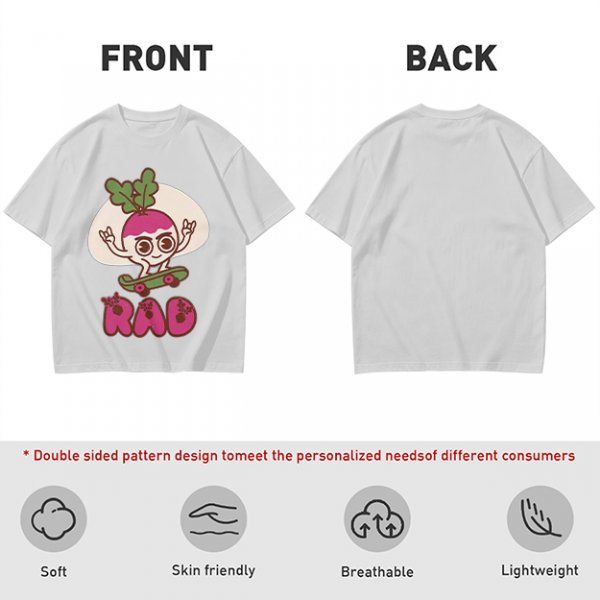 Olive T-Shirt With Rad Skating Radish Cartoon Graphic