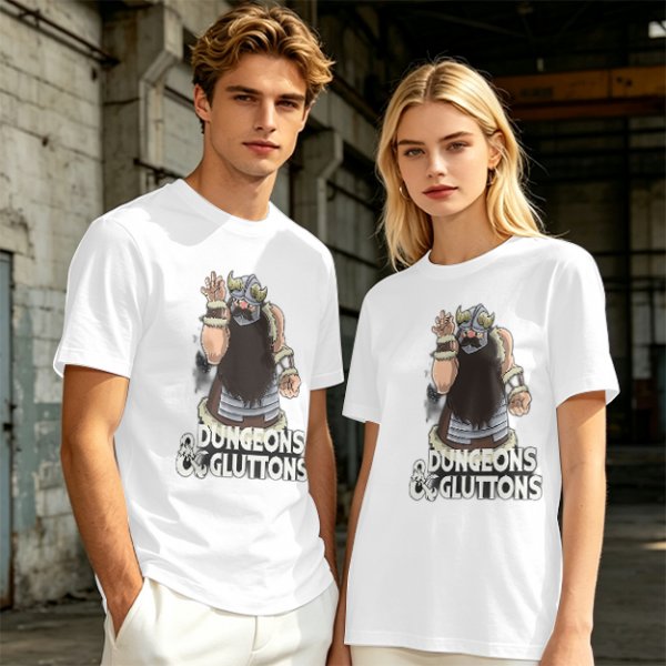 Olive T-Shirt with Dungeons & Gluttons Dwarf Viking Graphic
