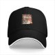 Black baseball cap with retro anime motorcycle graphic print