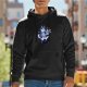 Black Hoodie With Cute Husky Serving Pastries Graphic