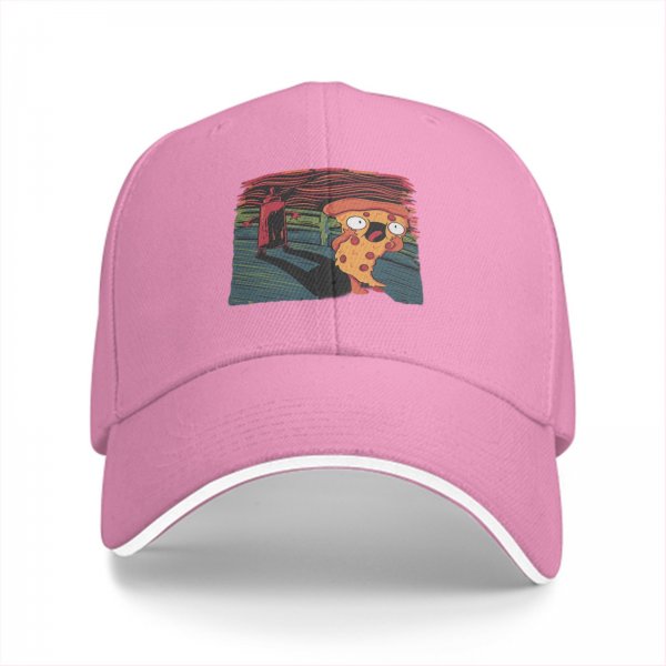 Black Baseball Cap With Screaming Pizza Slice Art Print