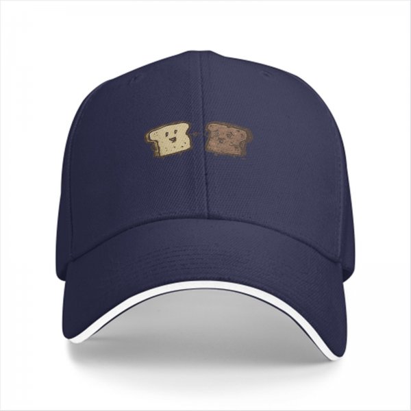 Black Baseball Cap With Cute Bread Slice Friends Graphic