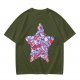 Olive T-Shirt With Patriotic Star Fast Food Print