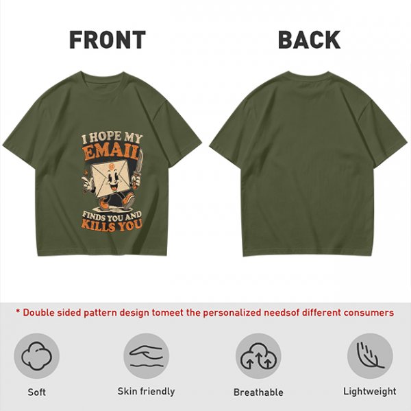 Olive Graphic T-Shirt With Sarcastic Email Cartoon Print
