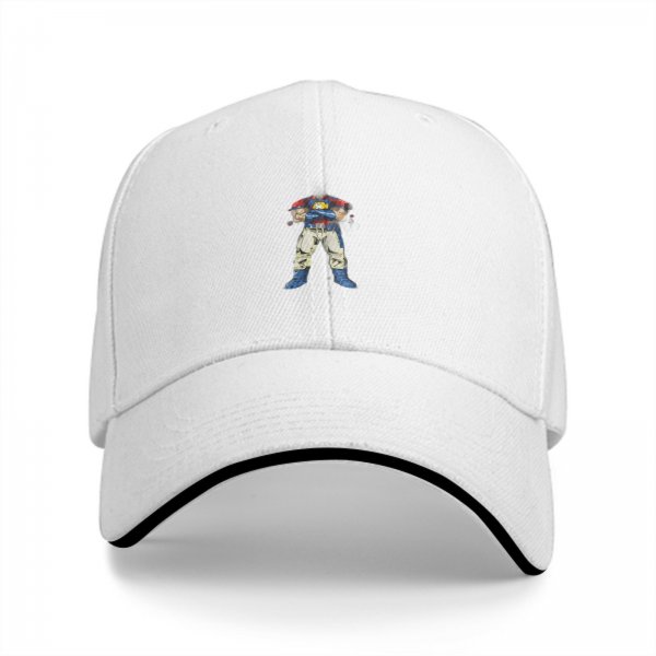 Black Baseball Cap With Cartoon Superhero Character Print