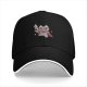 Black Baseball Cap With Cute Warrior Cat Graphic Design