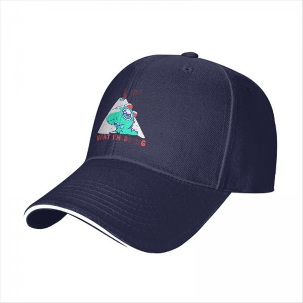 Black Baseball Cap With Cute Dinosaur Graphic And 'What I'm Doing' Text