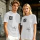 Olive green graphic t-shirt with cute eye design and Japanese text print