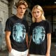 Olive T-Shirt With Silhouetted Forest Scene And Two Figures