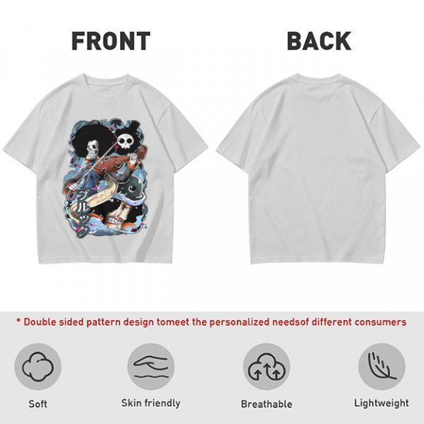 One Piece Brook Skull Musician Graphic Tee