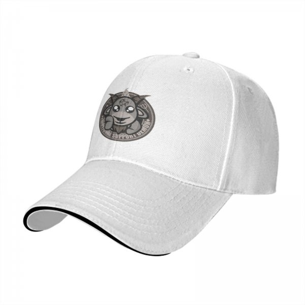 Black baseball cap with emotional support demon graphic