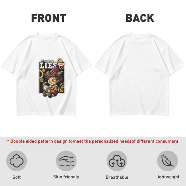 Olive t-shirt with steampunk Pinocchio 'Everybody Lies' graphic print