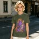 Olive T-Shirt with Cute Sleeping Purple Dragon and Treasure Artwork