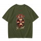 Olive graphic t-shirt with stressed but still magical dragon print