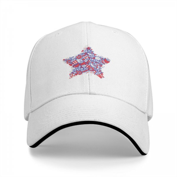 Black Baseball Cap With Patriotic Star Freedom Bravery Print