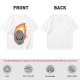 Olive green t-shirt with cute cartoon flaming asteroid graphic