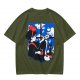 Olive t-shirt with Kiki's Delivery Service window print of girl reading letter