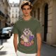 Olive Graphic T-Shirt With Raccoon Opossum Skunk 'GOALS' Print