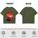 Olive T-Shirt With Fiery Lion Creature Graphic Print