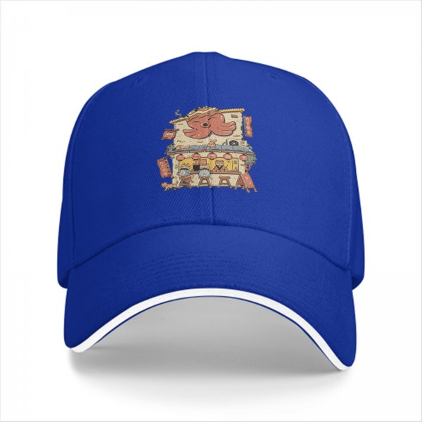 Black Baseball Cap With Cute Octopus Ramen Shop Graphic
