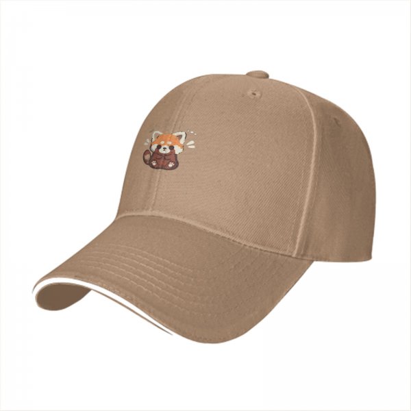 Black Baseball Cap With Cute Worried Red Panda Graphic