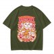 Olive T-Shirt with Cute Takoyaki Chef Graphic Print