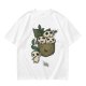 Olive T-shirt with Kodama Tree Spirits in Pocket and Leaves Print