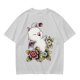 Olive T-Shirt Featuring Cute Fantasy Creature and Floral Art